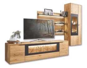 Moderne, gemütliche Wohnwand aus Massivholz
